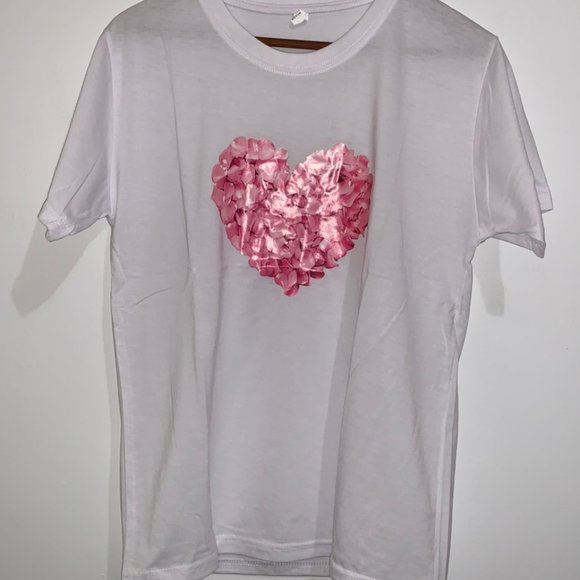 Women's Floral Heart T-Shirt - White - Picture 3 of 4
